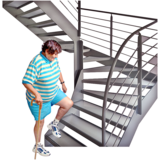 a person trying to take the stairs