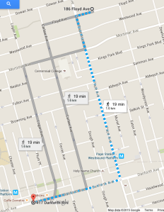 walking map from the Gathering Place to Louis Cifer Brew Works
